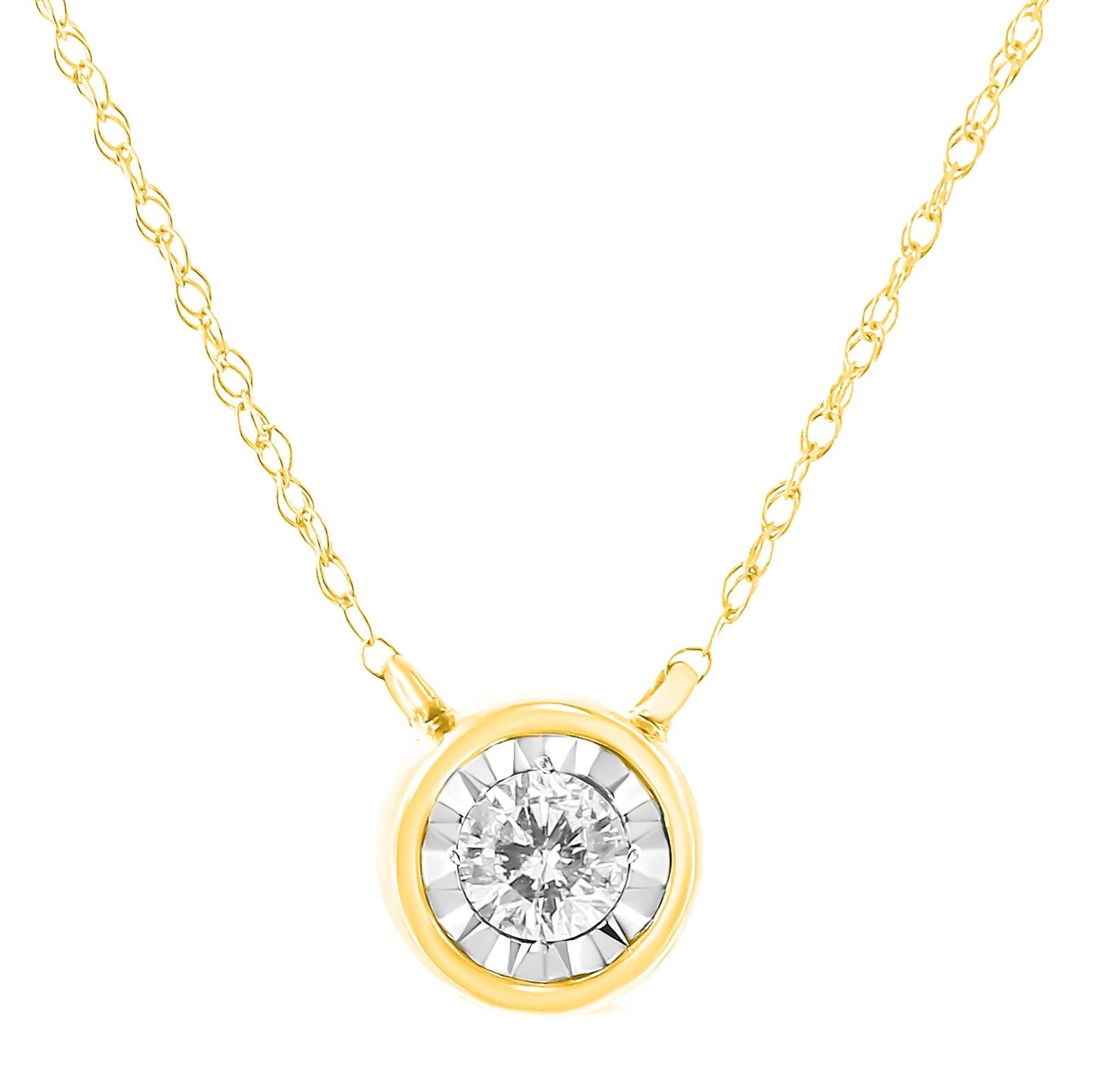 10K Gold Round Brilliant-Cut Diamond Modern Bezel-Set Solitaire Pendant