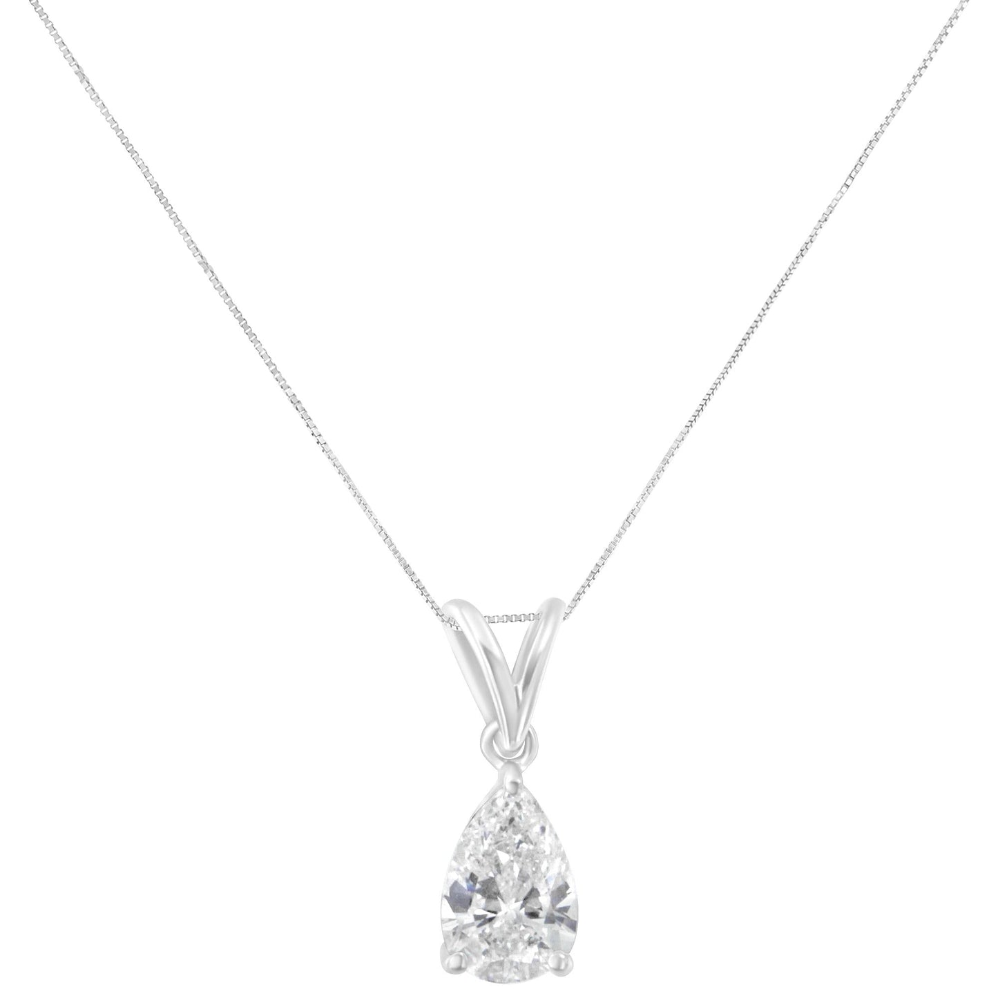 IGI certified 10K White Gold 1/2 cttw Diamond Pear Pendant Necklace (I-J I1)