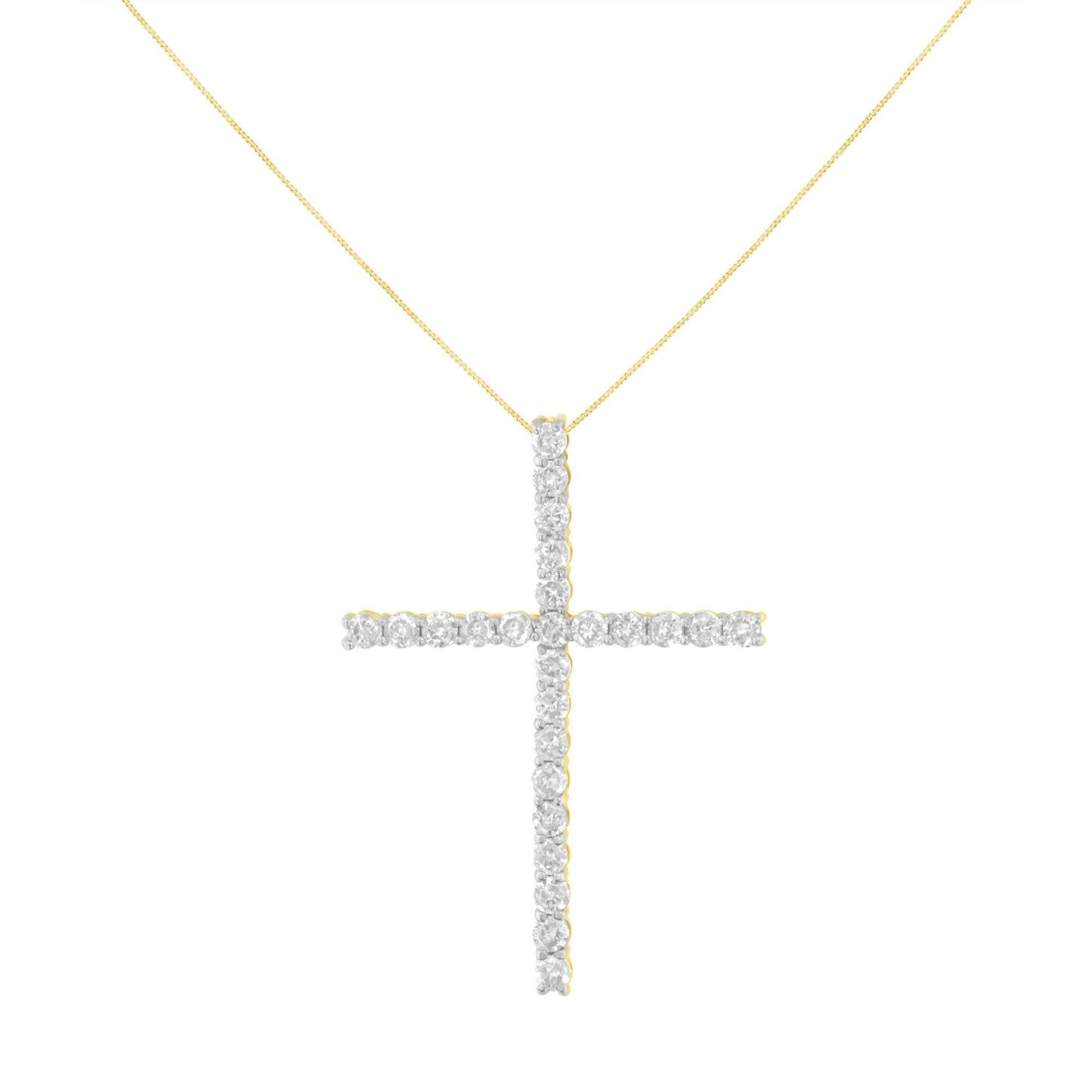 .925 Sterling Silver 2.0 Cttw Round Shape Diamond 1-1/4’’ Cross Pendant