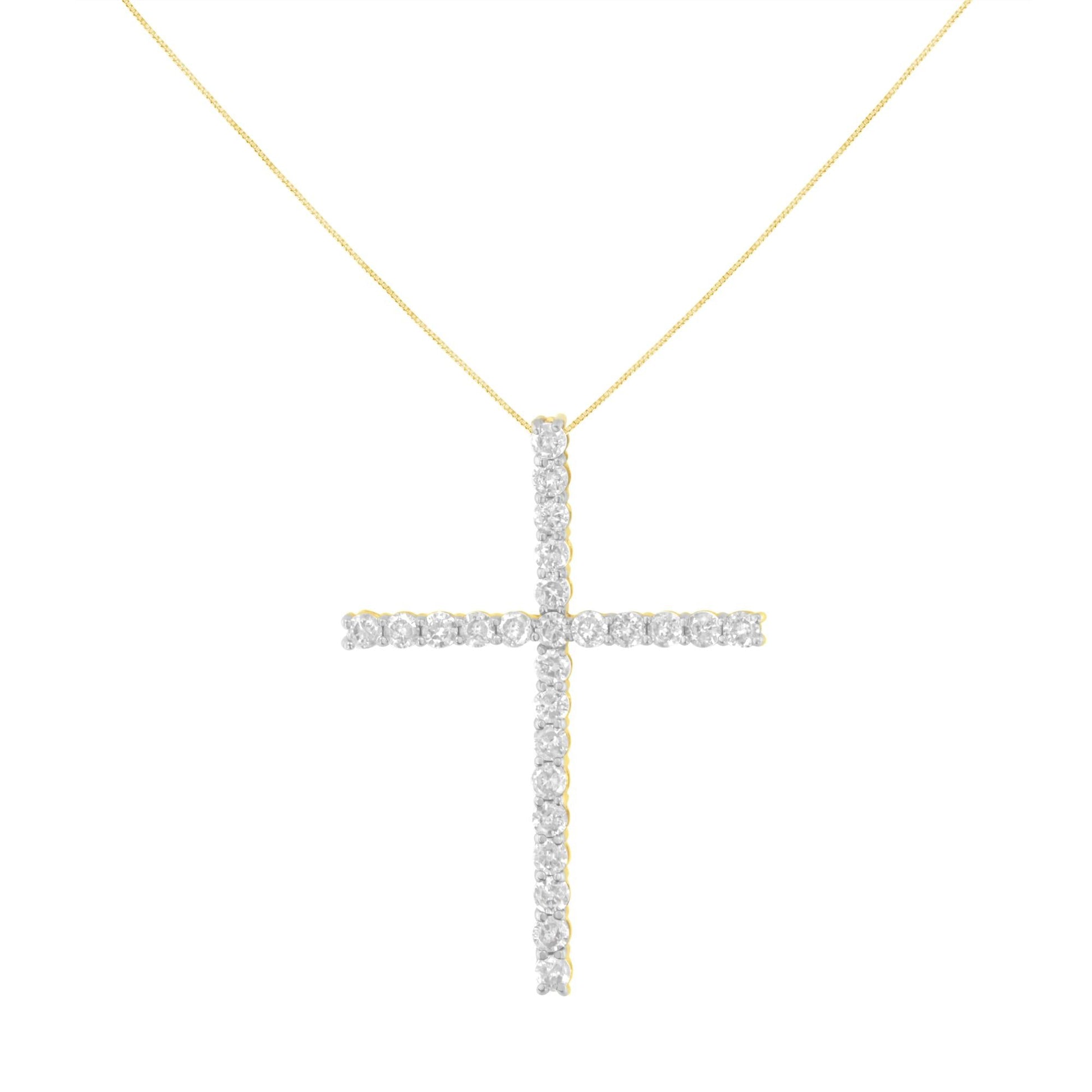 .925 Sterling Silver 2.0 Cttw Round Shape Diamond 1-1/4’’ Cross Pendant