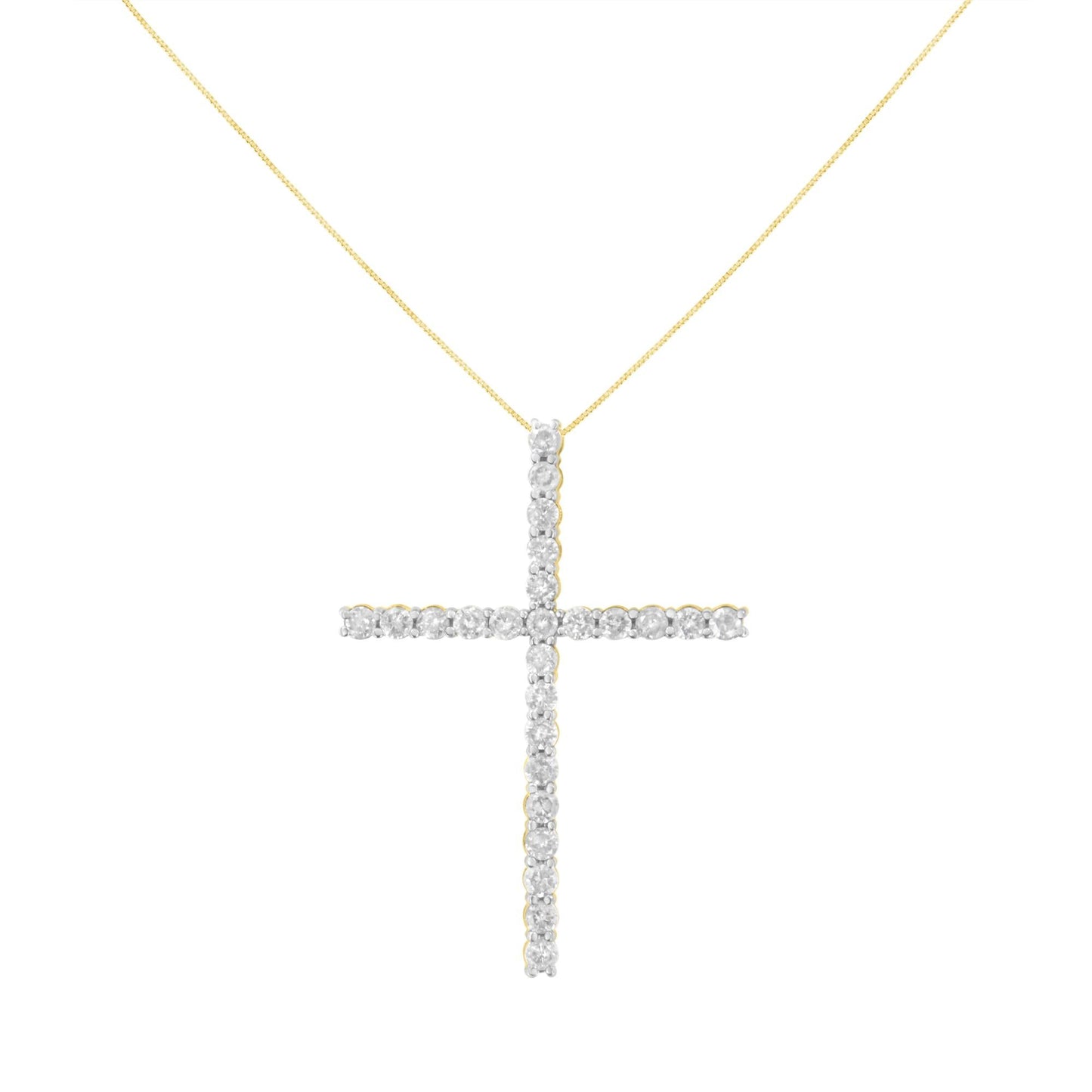 .925 Sterling Silver 2 1/2 cttw Diamond Cross Pendant Necklace (H-I I2-I3)