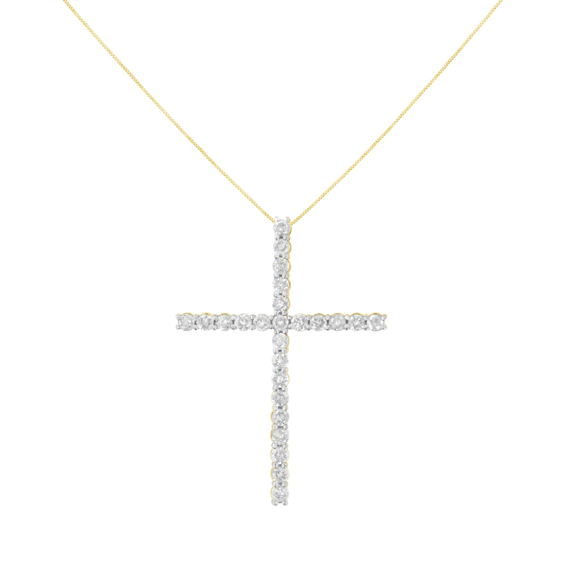 .925 Sterling Silver 2 1/2 cttw Diamond Cross Pendant Necklace (H-I I2-I3)