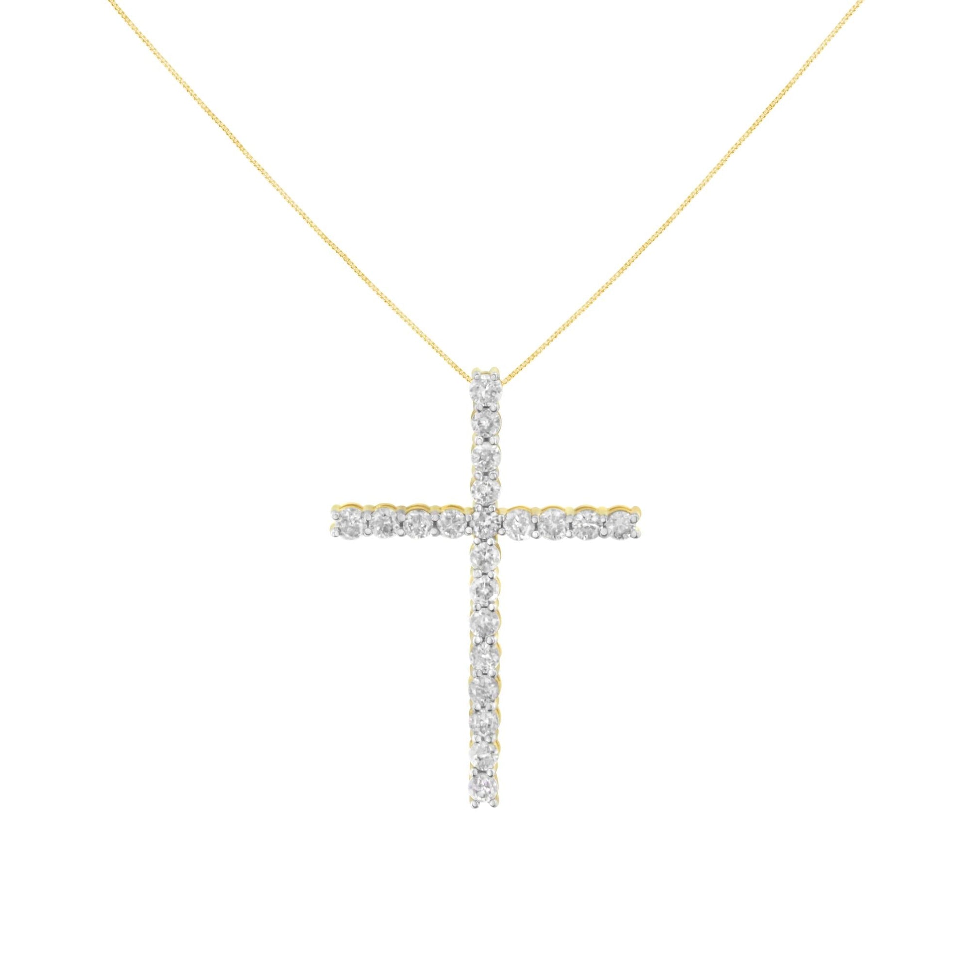 10K Yellow Gold Plated.925 Sterling Silver 4.0 Cttw Round Cut Diamond Cross