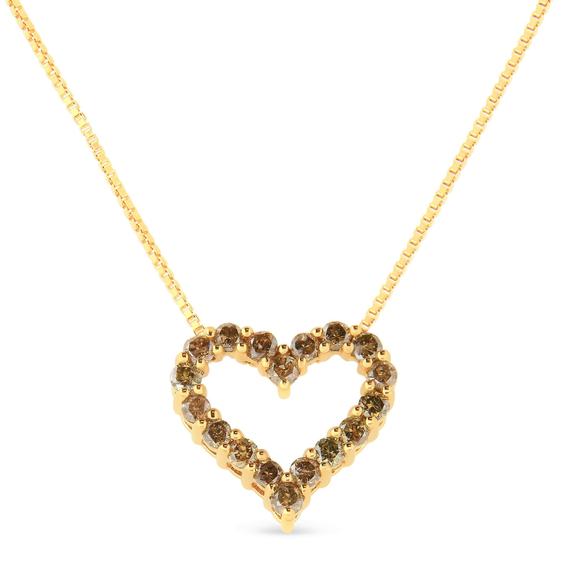 14K Yellow Gold Plated.925 Sterling Silver 1.0 Cttw Champagne Diamond Heart