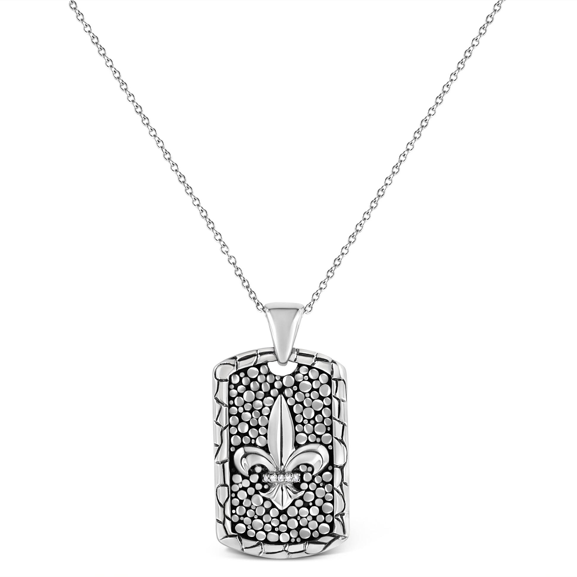 .925 Sterling Silver Invisible-Set Diamond Accent ’Fleur Di Lis’ 18’’