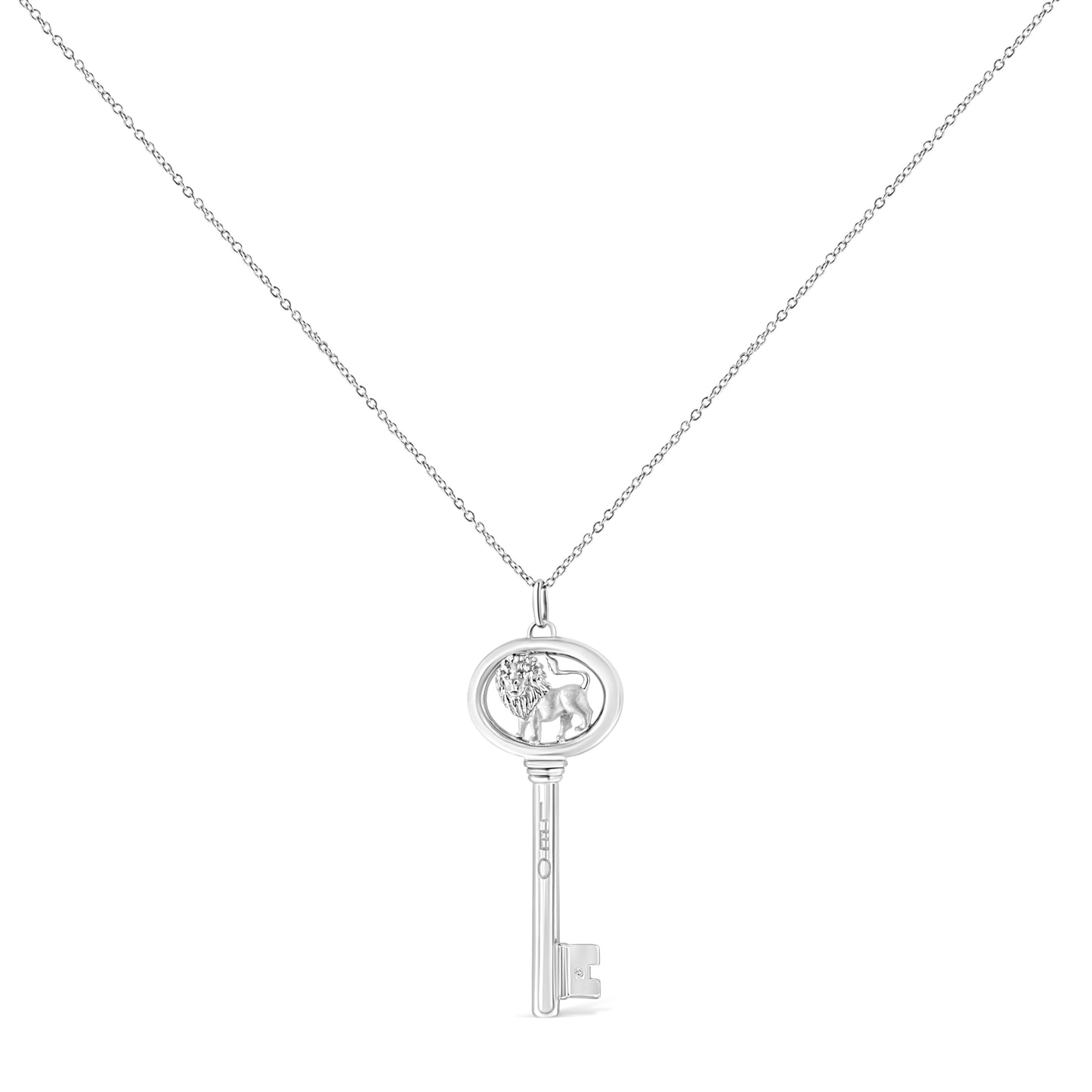 .925 Sterling Silver Diamond Accent Zodiac Key 18’’ Pendant Necklace (K-L