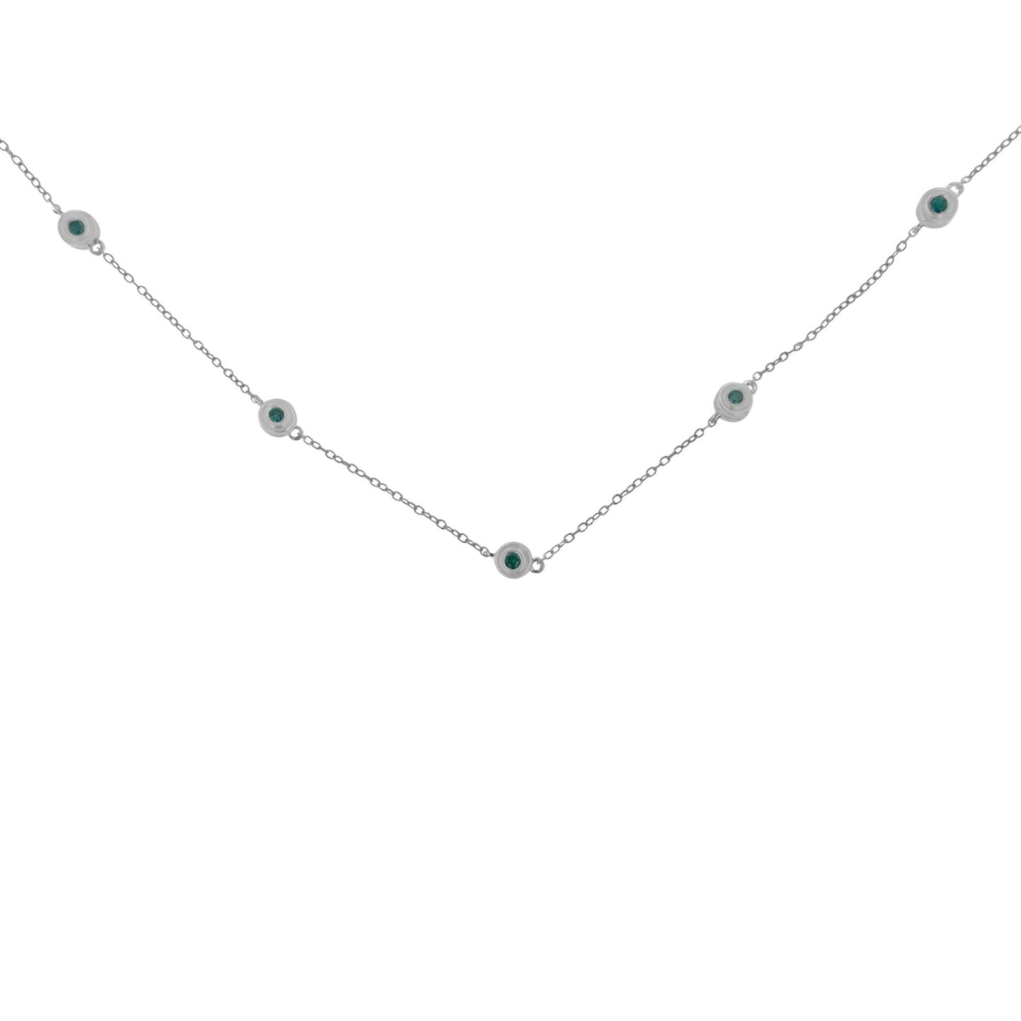 Sterling Silver Treated Diamond By Yard Necklace (3/4 cttw Blue Color I2-I3