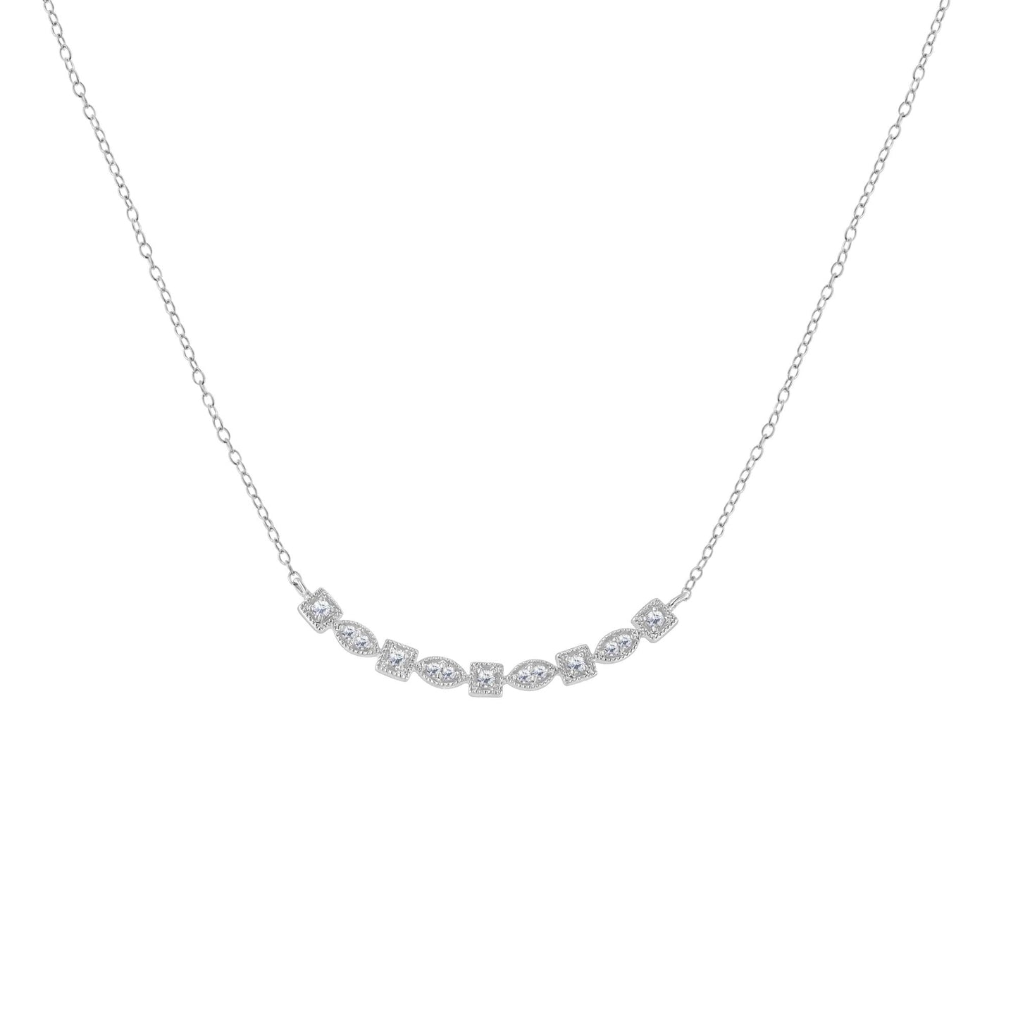 Sterling Silver Diamond Bar Mixed Shape Necklace (1/4 cttw I-J Color I2-I3