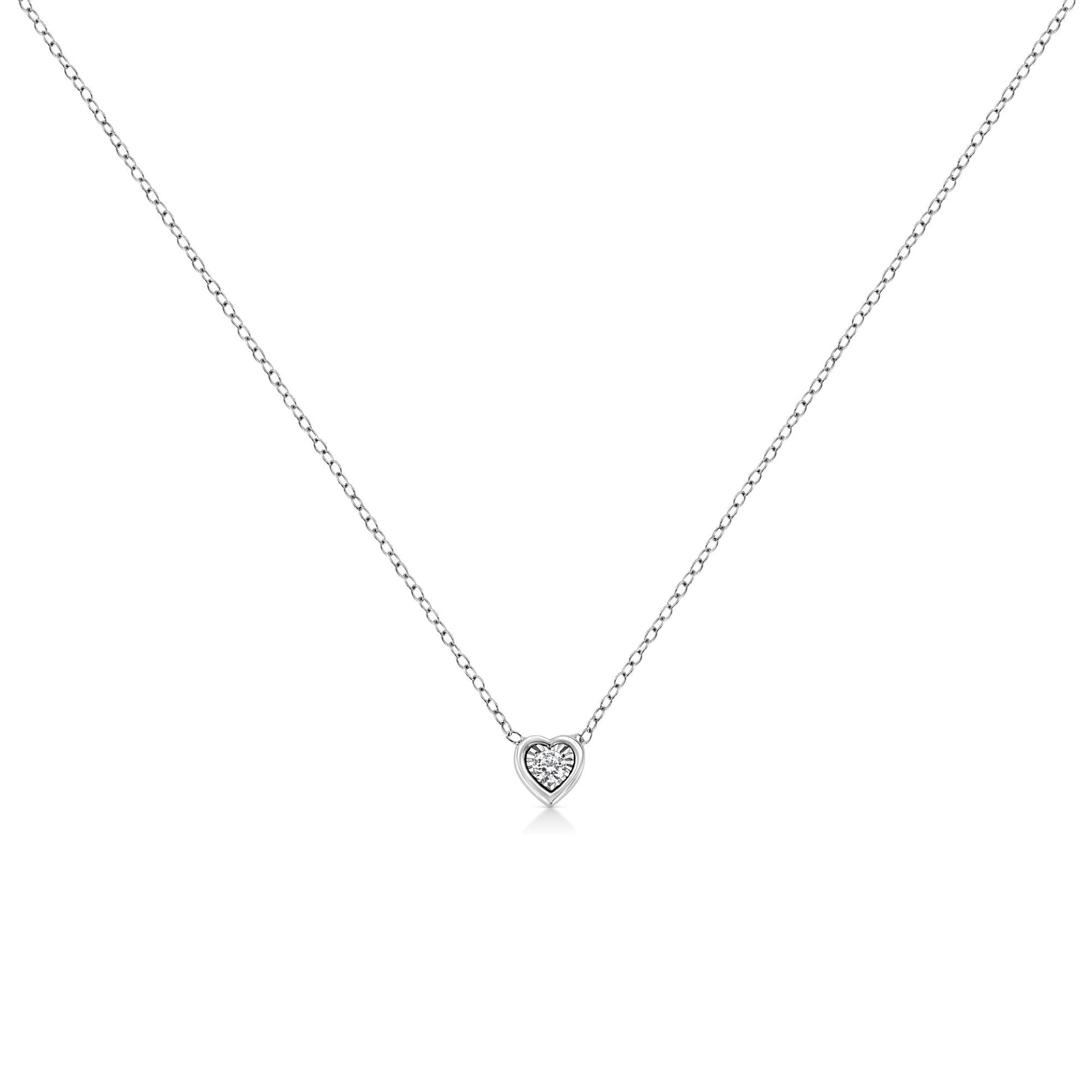 10K White Gold 1/10 Cttw Miracle Set Round-Cut Diamond 18’’ Pendant