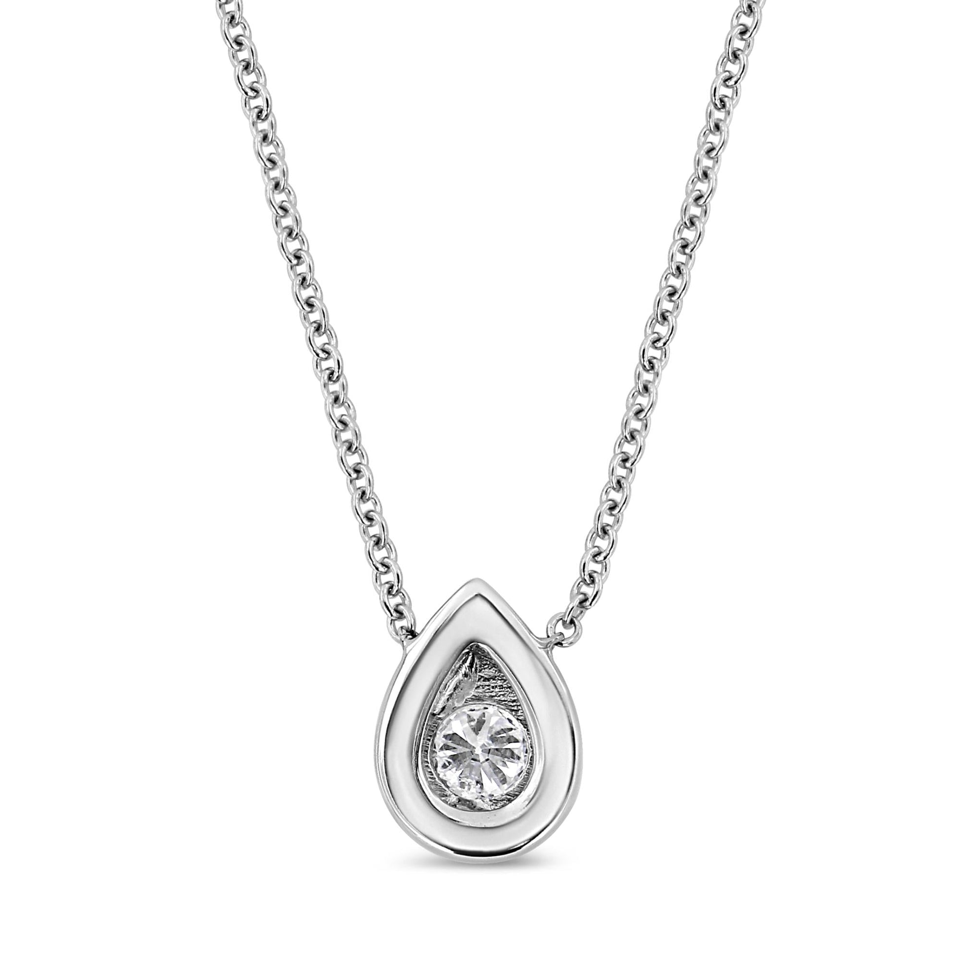 10K White Gold 1/10 Cttw Miracle Set Round-Cut Diamond 18’’ Pendant