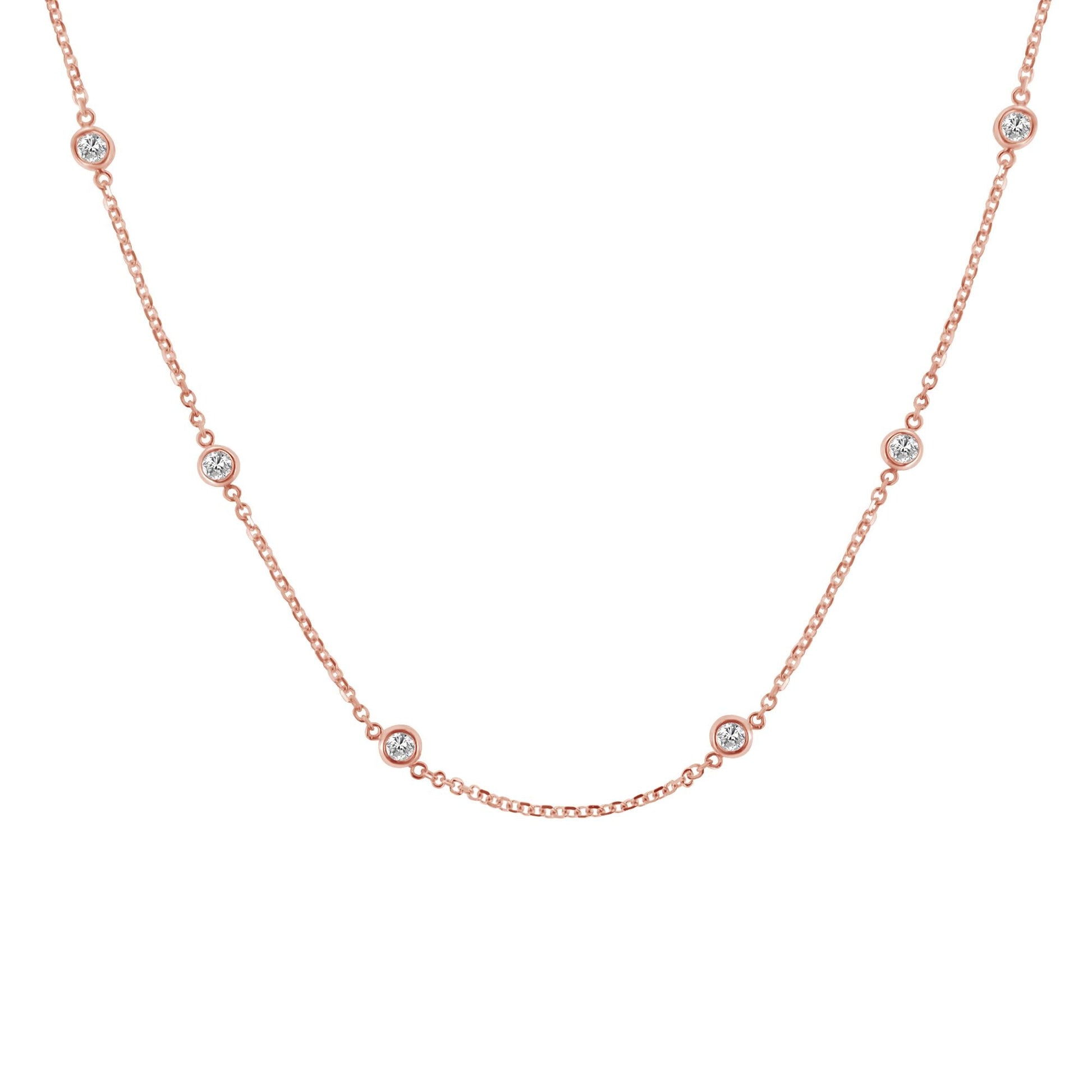 10K Gold Diamond Station Necklace (1 cttw J-K Color I1-I2 Clarity)