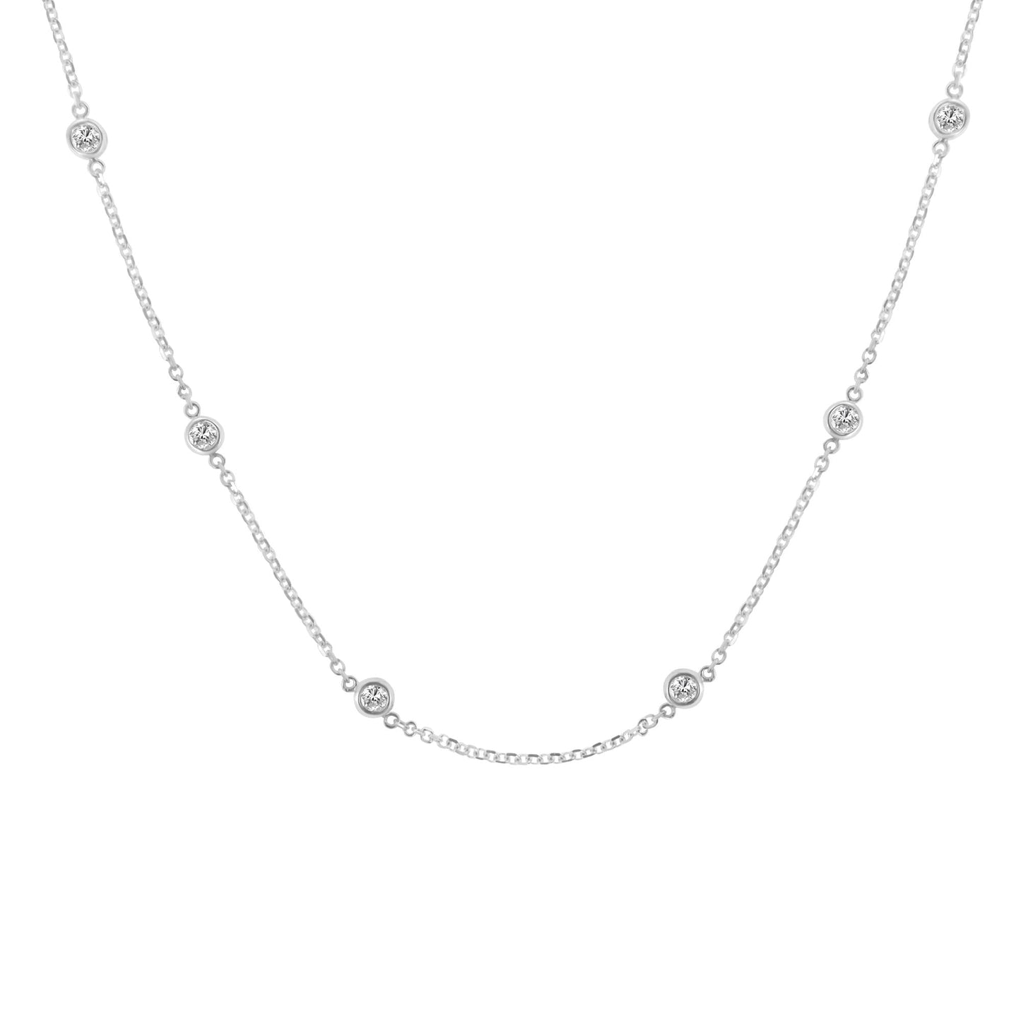 10K Gold Diamond Station Necklace (1 cttw J-K Color I1-I2 Clarity)