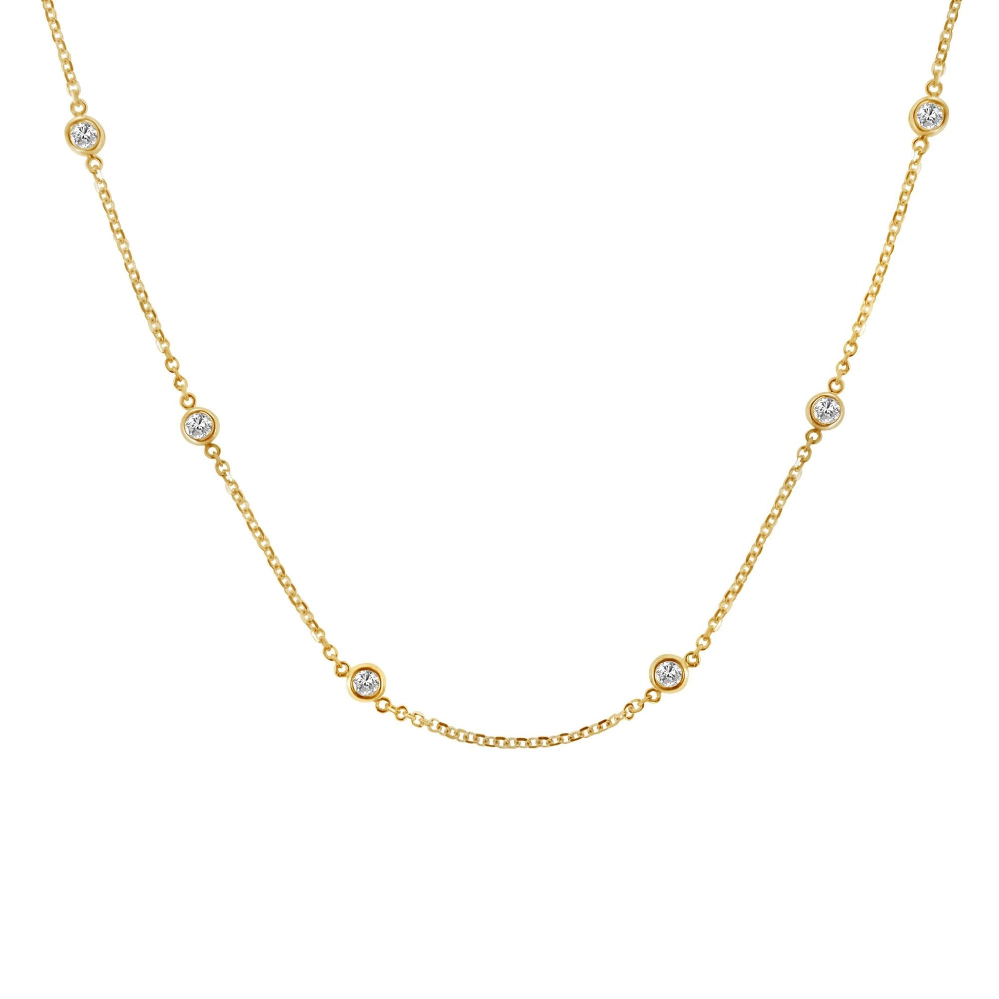 10K Gold Diamond Station Necklace (1 cttw J-K Color I1-I2 Clarity)