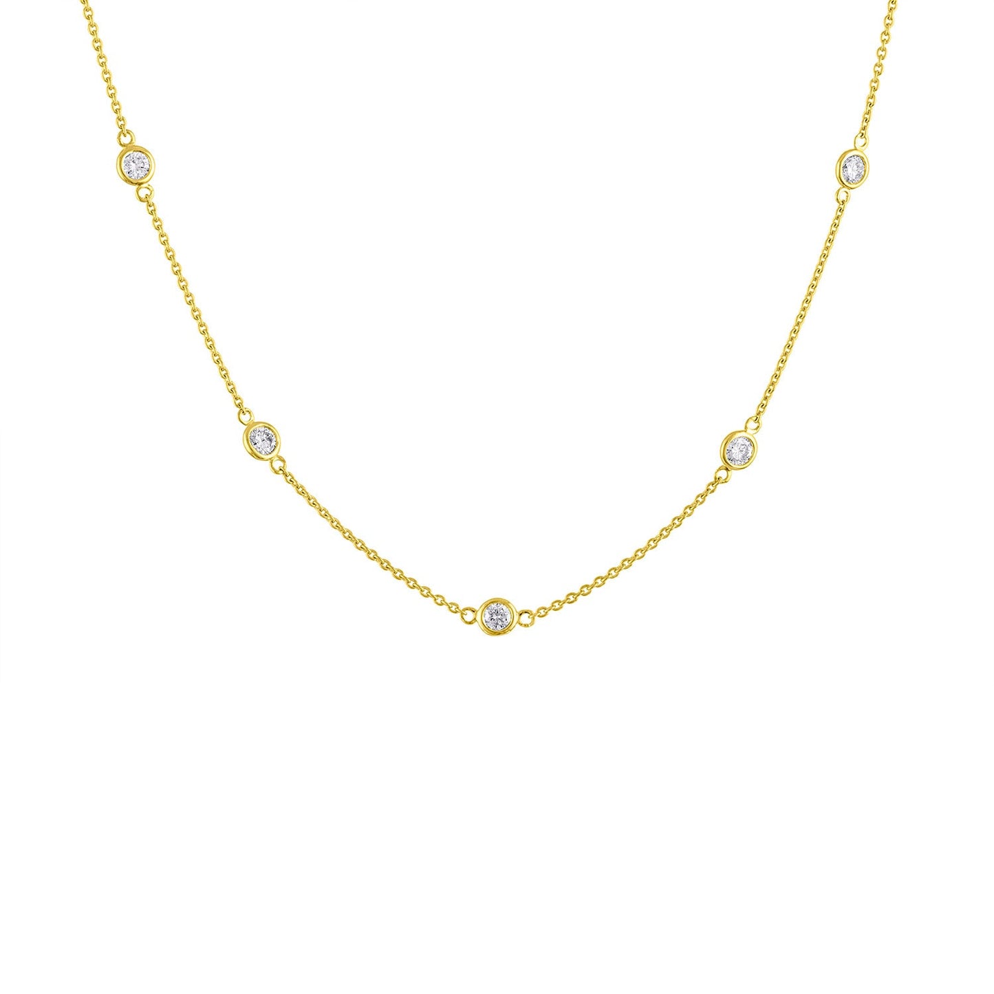 14K Gold Diamond Station Necklace (1 1/10 cttw H-I Color VS2-SI1 Clarity)