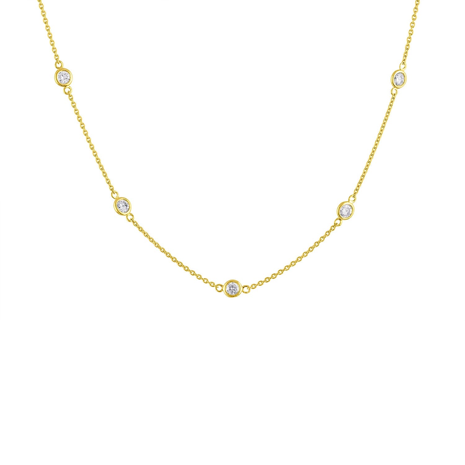 14K Gold Diamond Station Necklace (1 1/10 cttw H-I Color VS2-SI1 Clarity)