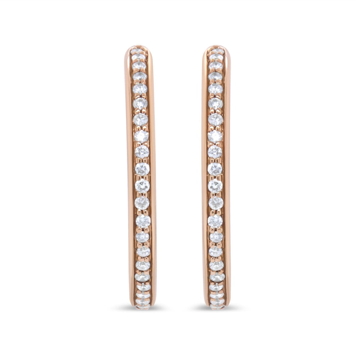 18K Rose Gold 1/5 Cttw Round Diamond Hoop Earrings (F-G Color VS1-VS2 Clarity)