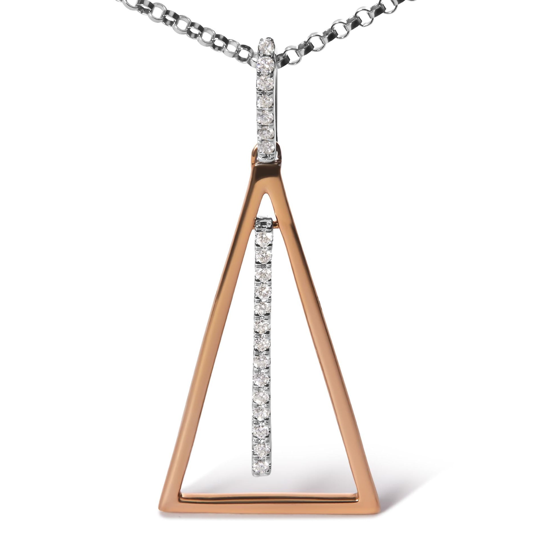 14K Rose and White Gold 1/8 Cttw Diamond Windchime 18’’ Pendant Necklace