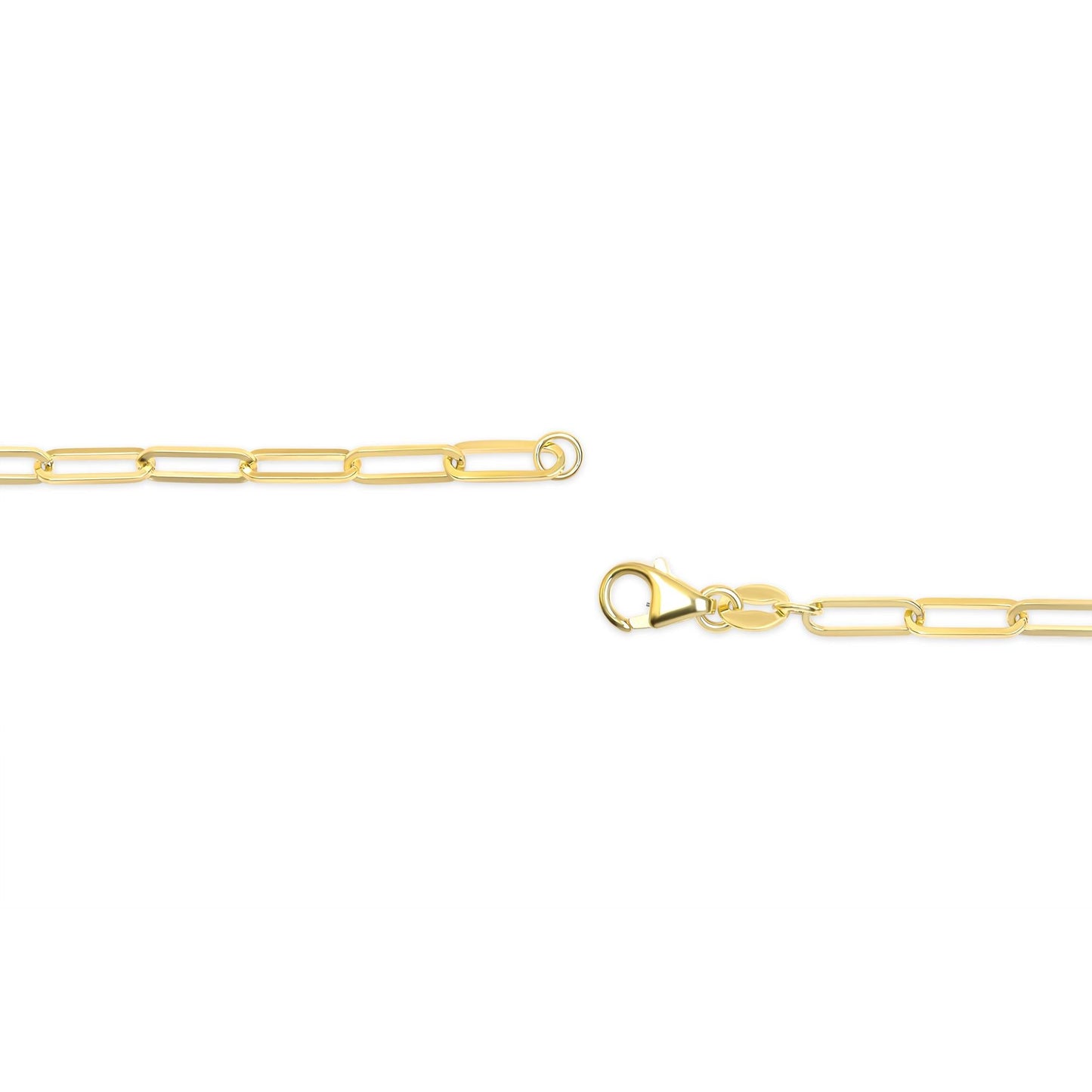 Unisex Solid 14K Gold 2.5mm Paperclip Chain Necklace - Chains/Chains/Chains