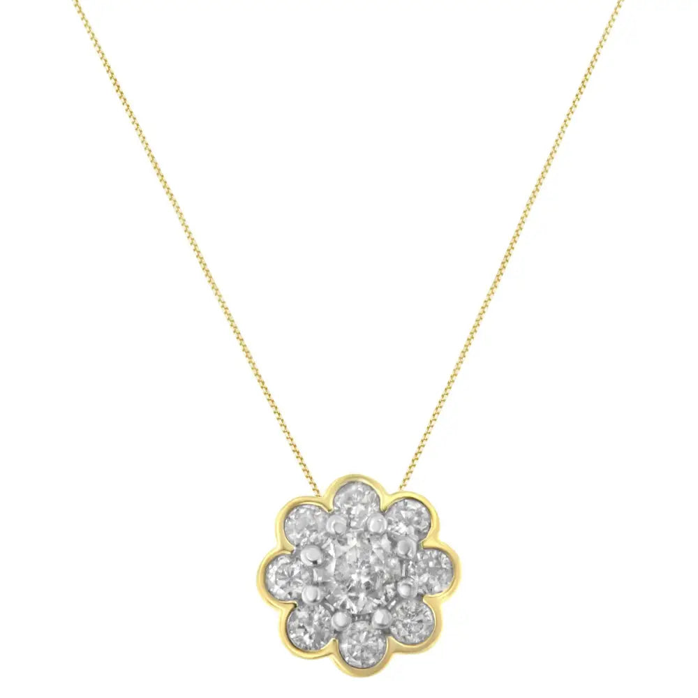 2 Micron 10k Yellow Gold Plated.925 Sterling Silver 1/4 Cttw Diamond Cluster Pendant Necklace (i-j I2-i3) - Fine