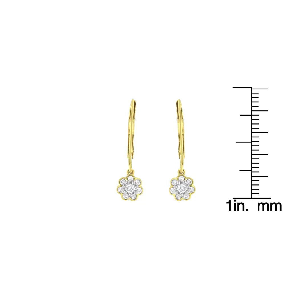 2 Micron 10kt Yellow Gold Plated Sterling Silver Diamond Drop Cluster Earrings (1/4 Cttw I-j Color I2-i3 Clarity)