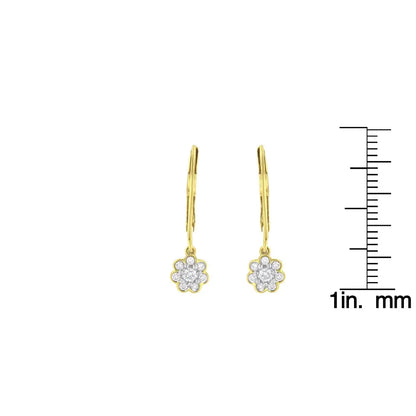 2 Micron 10kt Yellow Gold Plated Sterling Silver Diamond Drop Cluster Earrings (1/4 Cttw I-j Color I2-i3 Clarity)