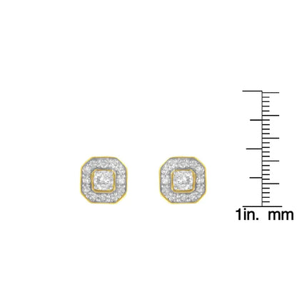 2 Micron 10kt Yellow Gold Plated Sterling Silver Diamond Square Stud Earrings (1/2 Cttw J-k Color I2-3 Clarity) - Fine