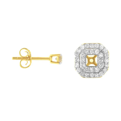 2 Micron 10kt Yellow Gold Plated Sterling Silver Diamond Square Stud Earrings (1 Cttw J-k Color I2-i3 Clarity) - Fine