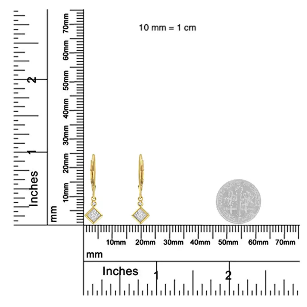 2 Micron 14k Yellow Gold Plating Diamond Dangle Earrings (1/3 Cttw J-k Color I1-i2 Clarity) - Fine Jewelry us Direct