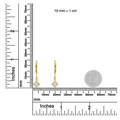 2 Micron 14k Yellow Gold Plating Diamond Dangle Earrings (1/3 Cttw J-k Color I1-i2 Clarity) - Fine Jewelry us Direct