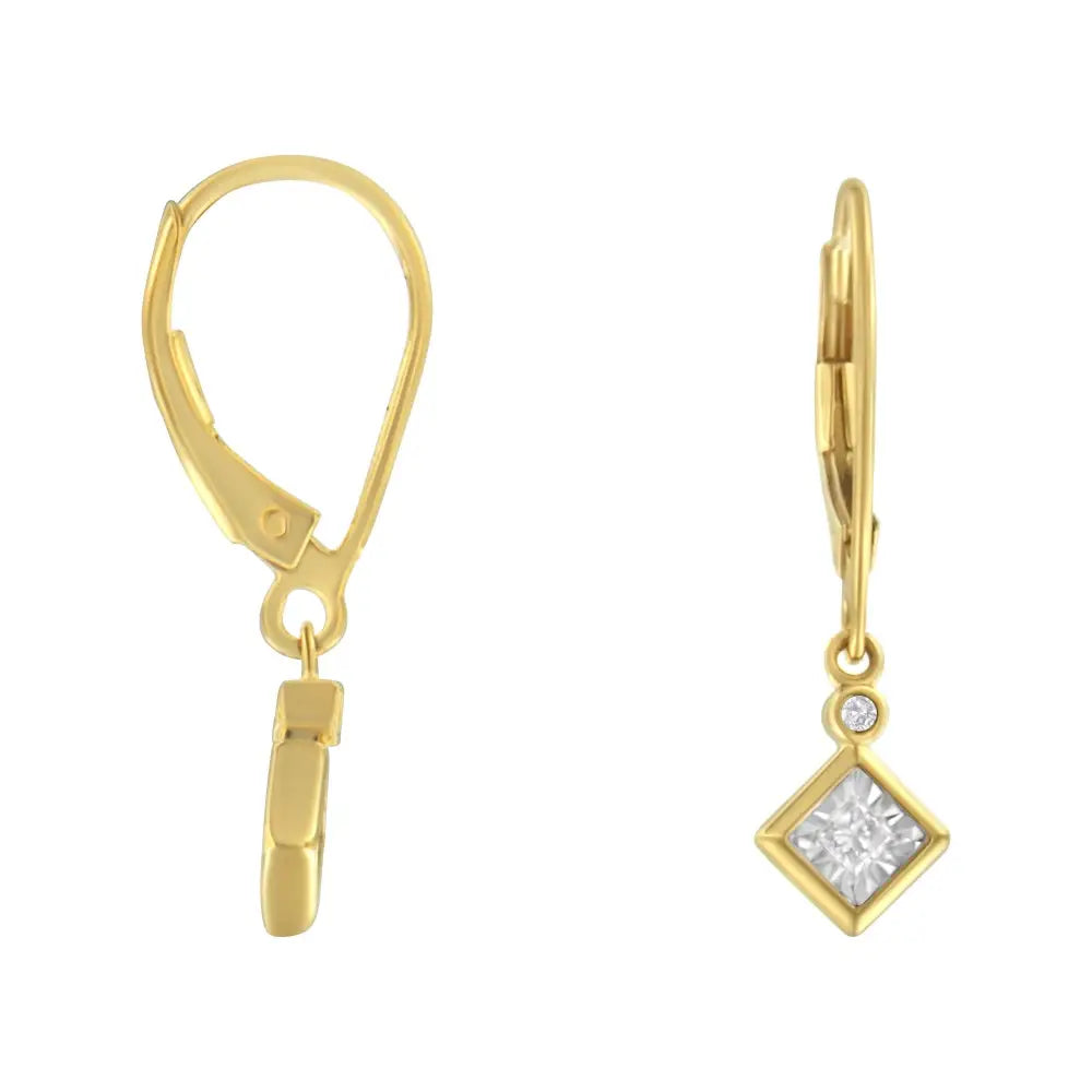 2 Micron 14k Yellow Gold Plating Diamond Dangle Earrings (1/3 Cttw J-k Color I1-i2 Clarity) - Fine Jewelry us Direct