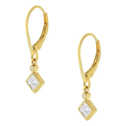 2 Micron 14k Yellow Gold Plating Diamond Dangle Earrings (1/3 Cttw J-k Color I1-i2 Clarity) - Fine Jewelry us Direct