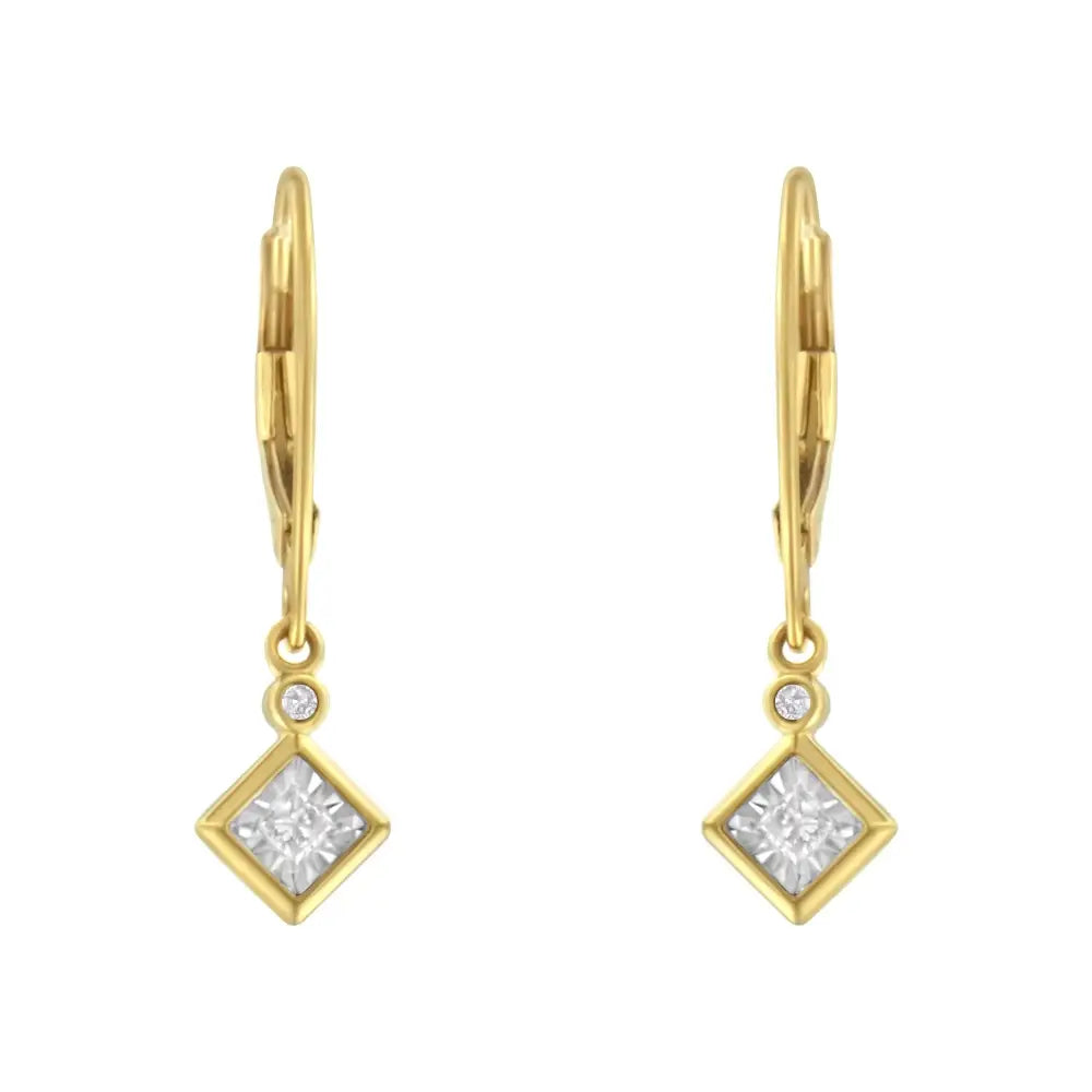 2 Micron 14k Yellow Gold Plating Diamond Dangle Earrings (1/3 Cttw J-k Color I1-i2 Clarity) - Fine Jewelry us Direct