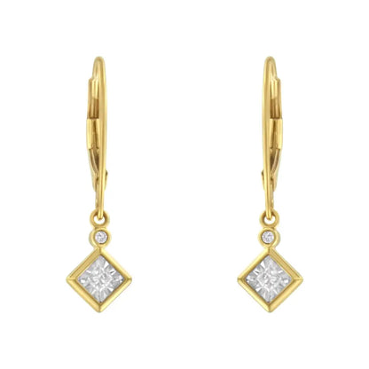 2 Micron 14k Yellow Gold Plating Diamond Dangle Earrings (1/3 Cttw J-k Color I1-i2 Clarity) - Fine Jewelry us Direct