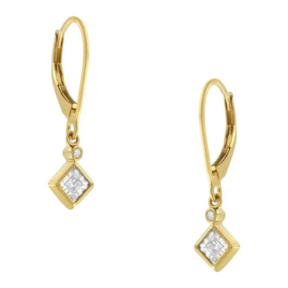 2 Micron 14k Yellow Gold Plating Diamond Dangle Earrings (1/3 Cttw J-k Color I1-i2 Clarity) - Fine Jewelry us Direct