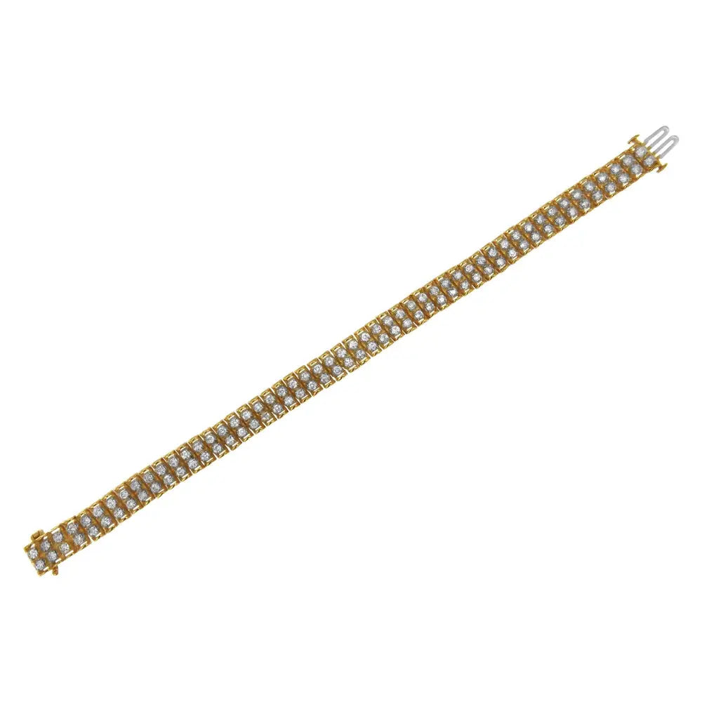 2 Micron 14kt Gold Plated Sterling Silver Diamond Tennis Link Bracelet (4 Cttw J-k Color I1-i2 Clarity) - Fine Jewelry