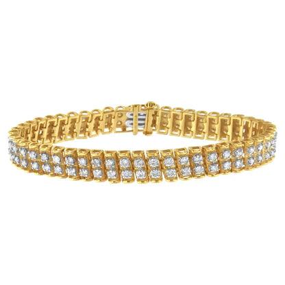 2 Micron 14kt Gold Plated Sterling Silver Diamond Tennis Link Bracelet (4 Cttw J-k Color I1-i2 Clarity) - Fine Jewelry