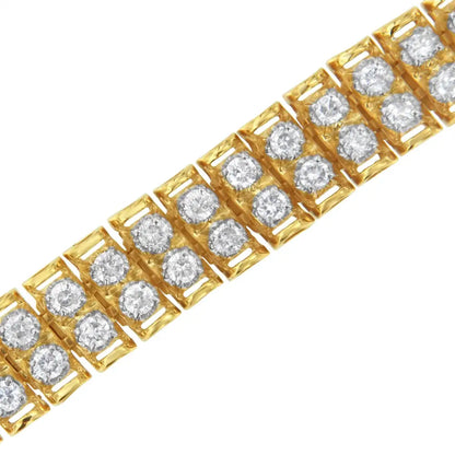 2 Micron 14kt Gold Plated Sterling Silver Diamond Tennis Link Bracelet (4 Cttw J-k Color I1-i2 Clarity) - Fine Jewelry