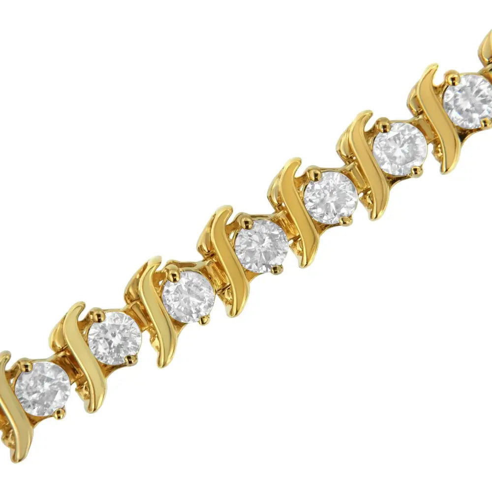 2 Micron 14kt Yellow Gold Plated Sterling Silver Diamond Link Bracelet (5 Cttw K-l Color I2-i3 Clarity) - Fine Jewelry