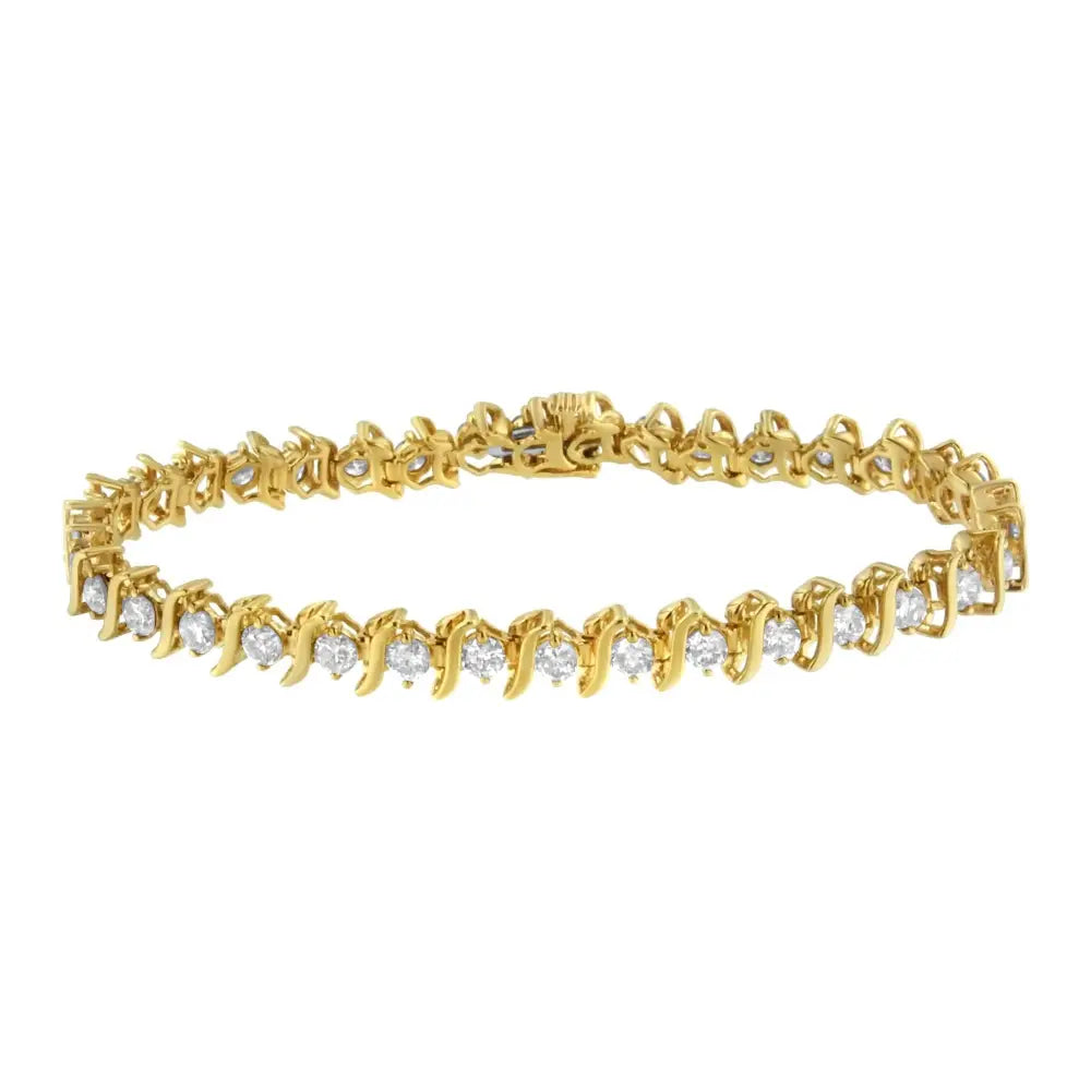 2 Micron 14kt Yellow Gold Plated Sterling Silver Diamond Link Bracelet (5 Cttw K-l Color I2-i3 Clarity) - Fine Jewelry