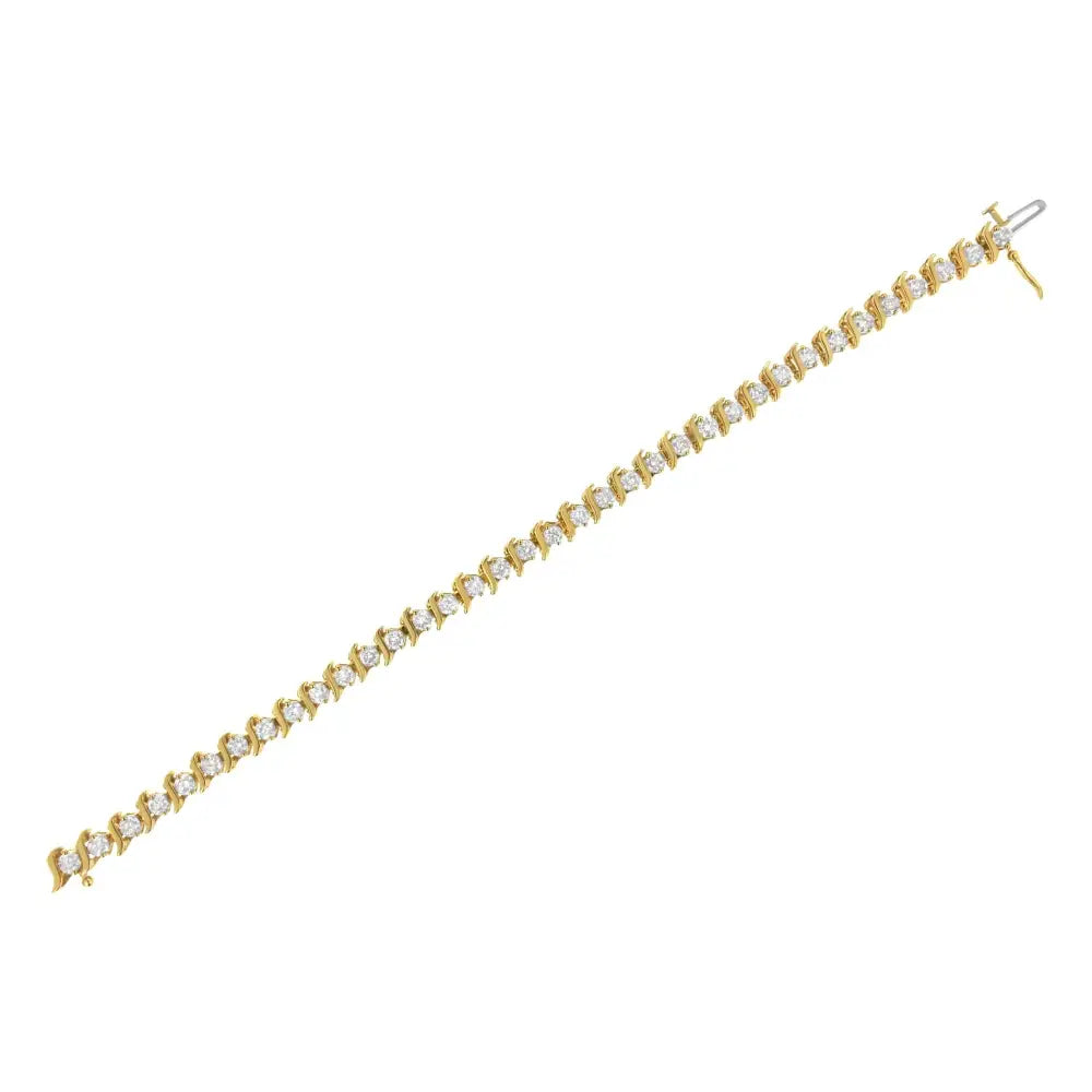 2 Micron 14kt Yellow Gold Plated Sterling Silver Diamond Link Bracelet (5 Cttw K-l Color I2-i3 Clarity) - Fine Jewelry