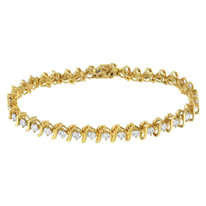 2 Micron 14kt Yellow Gold Plated Sterling Silver Diamond Link Bracelet (5 Cttw K-l Color I2-i3 Clarity) - Fine Jewelry