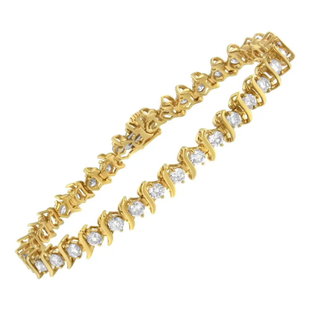 2 Micron 14kt Yellow Gold Plated Sterling Silver Diamond Link Bracelet (5 Cttw K-l Color I2-i3 Clarity) - Fine Jewelry