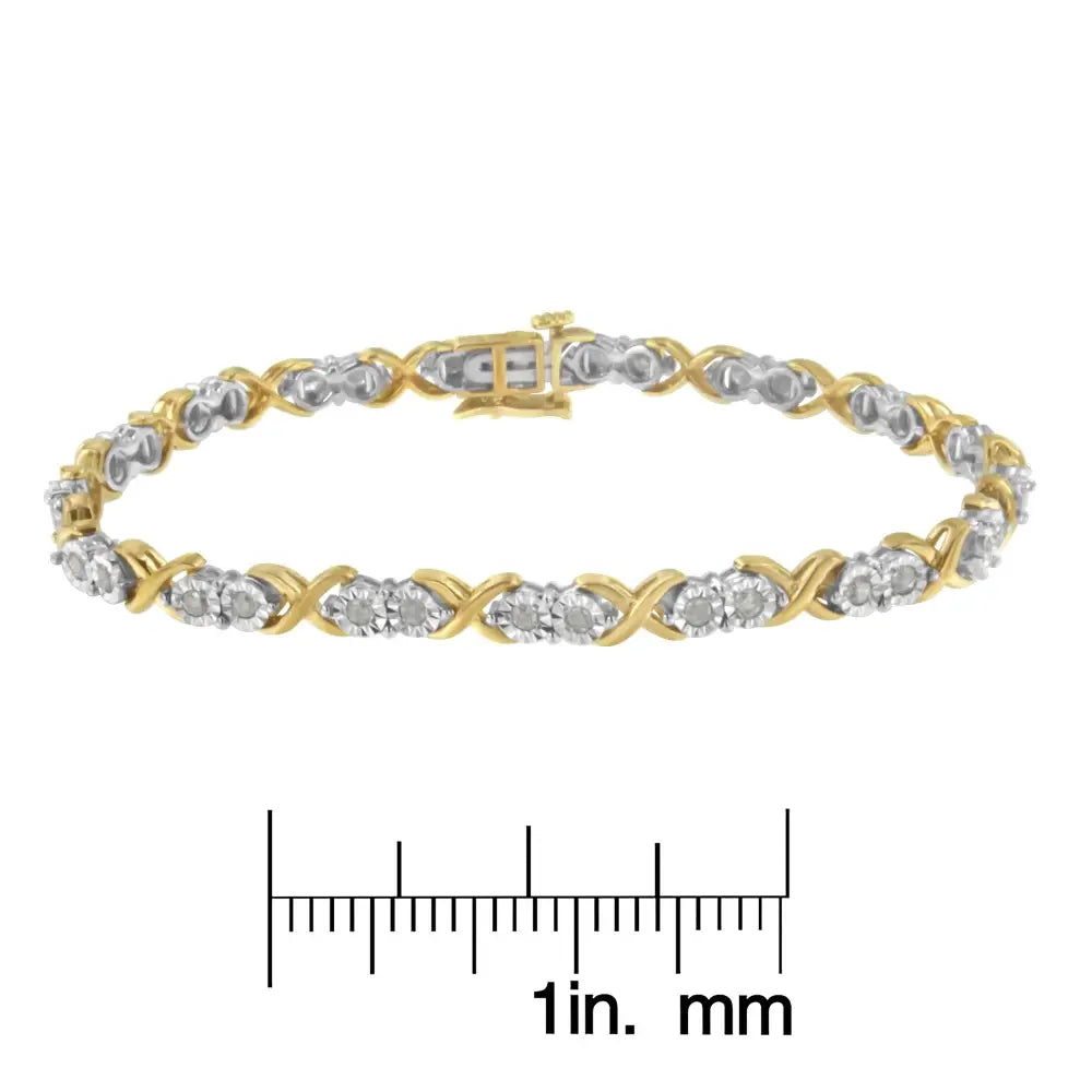 2 Micron 14kt Yellow Gold Plated Sterling Silver Diamond x Link Bracelet (1 Cttw I-j Color I3-promo Clarity) - Fine