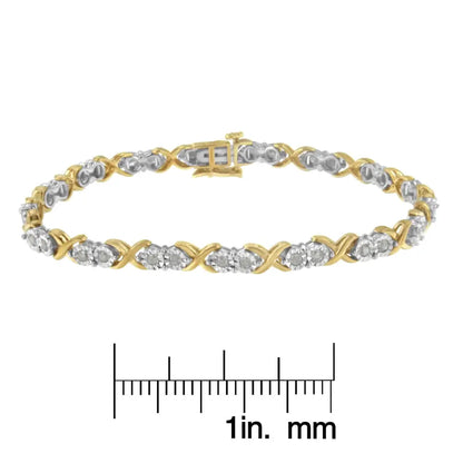 2 Micron 14kt Yellow Gold Plated Sterling Silver Diamond x Link Bracelet (1 Cttw I-j Color I3-promo Clarity) - Fine