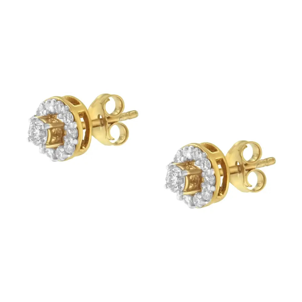 2 Micron Yellow Gold Plated Sterling Silver Diamond Stud Earring (1/2 Cttw J-k Color I2-i3 Clarity) - Fine Jewelry