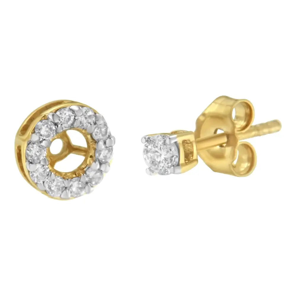 2 Micron Yellow Gold Plated Sterling Silver Diamond Stud Earring (1/2 Cttw J-k Color I2-i3 Clarity) - Fine Jewelry