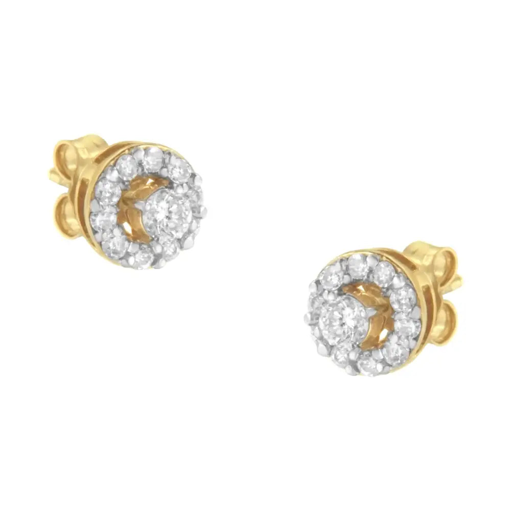 2 Micron Yellow Gold Plated Sterling Silver Diamond Stud Earring (1/2 Cttw J-k Color I2-i3 Clarity) - Fine Jewelry