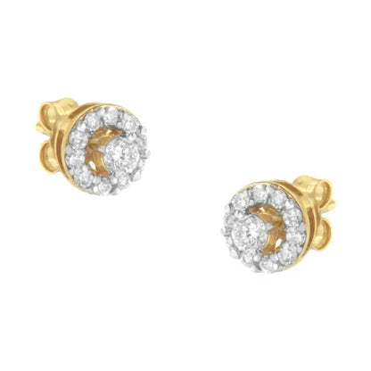 2 Micron Yellow Gold Plated Sterling Silver Diamond Stud Earring (1/2 Cttw J-k Color I2-i3 Clarity) - Fine Jewelry