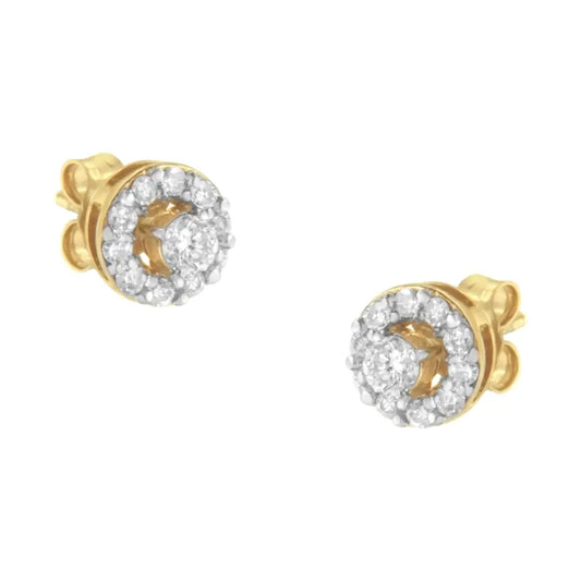 2 Micron Yellow Gold Plated Sterling Silver Diamond Stud Earring (1/2 Cttw J-k Color I2-i3 Clarity) - Fine Jewelry