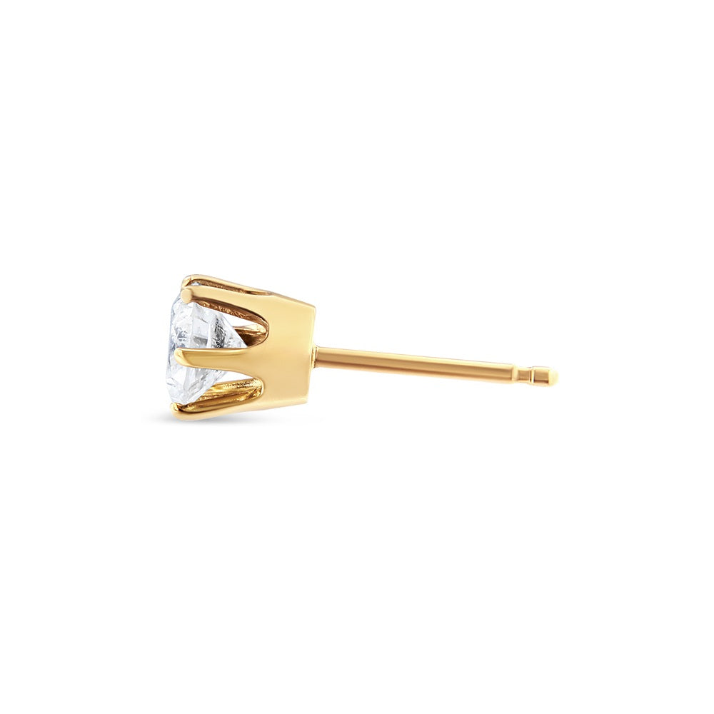 14K Yellow Gold Diamond Solitaire 6-Prong Single Solitaire Stud Earring (3/8